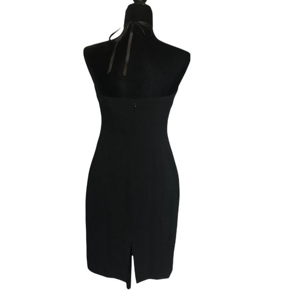 Karl Lagerfeld Black Halter Mini Dress, Black Slit - Picture 5 of 16